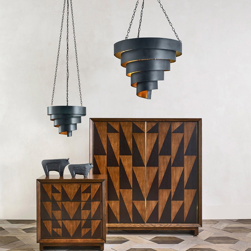 【CURREY】アメリカ・ペンダントライト 7灯「Chiffonade」ブラック×ゴールド（φ762×H641mm）