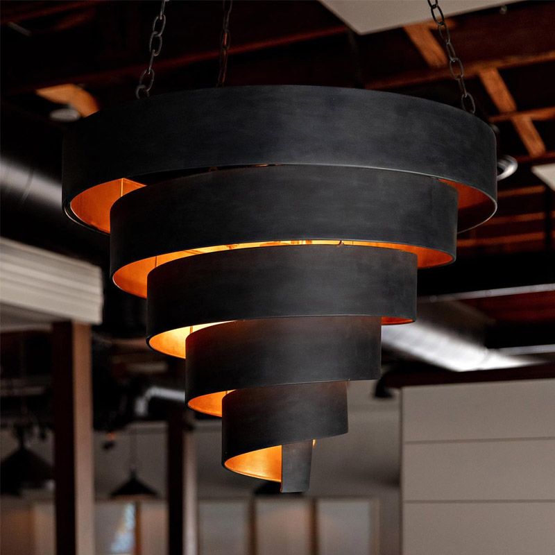 【CURREY】アメリカ・ペンダントライト 7灯「Chiffonade」ブラック×ゴールド（φ762×H641mm）