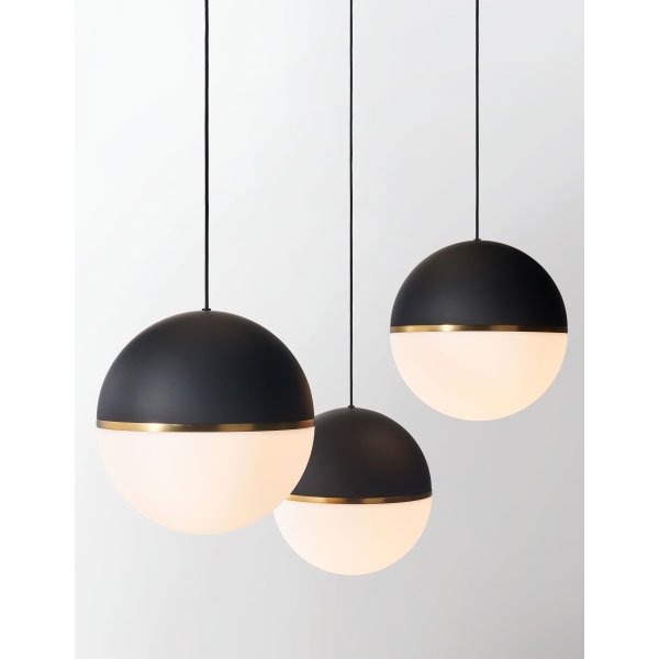 【TECH LIGHTING】アメリカ・ボール型ペンダントライト「AKOVA」1灯Matte Black／Aged Brass（φ350mm）