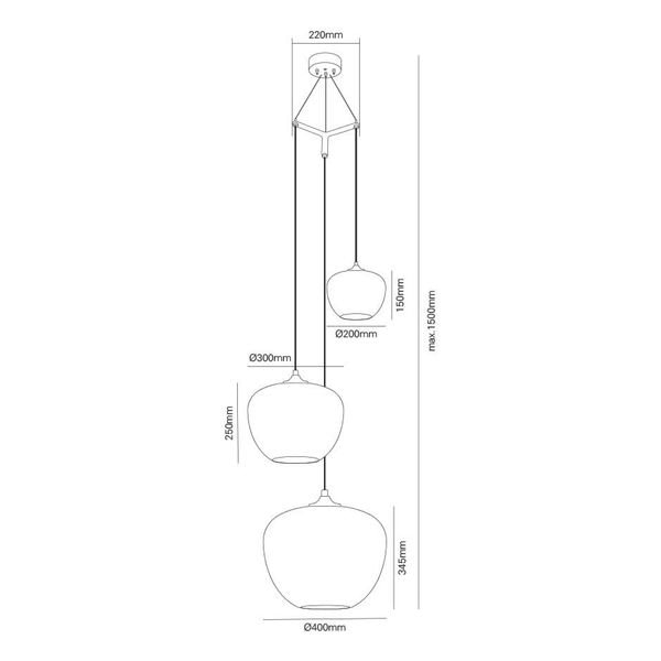 【MARETTI】オランダ・シェードペンダントライト「TULIP」3灯 COGNAC(W約450×H745mm)