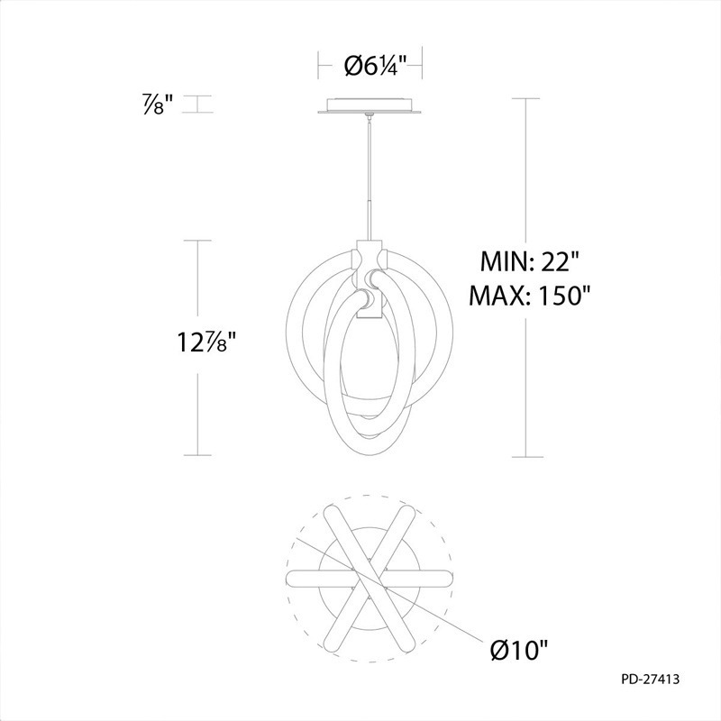 【WAC LIGHTING】アメリカ・LEDペンダントライト「Knot」ゴールド（W260×H320mm）※要問合せ