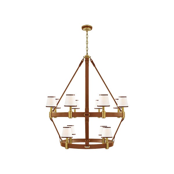 【Visual Comfort】アメリカ・デザイン照明 ペンダントライト「Riley Large Two Tier Chandelier」12灯　ナチュラル・ゴールド（W1143×H1372mm）