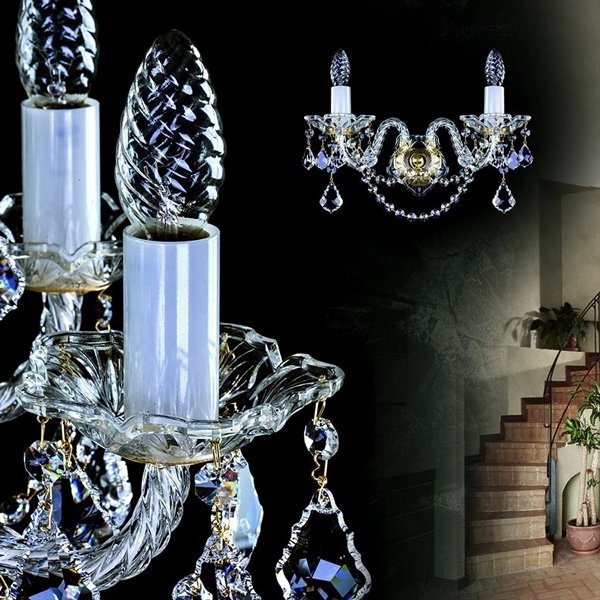 【ART GLASS】クリスタルブラケット「MADISON」2灯(W340×H250mm)