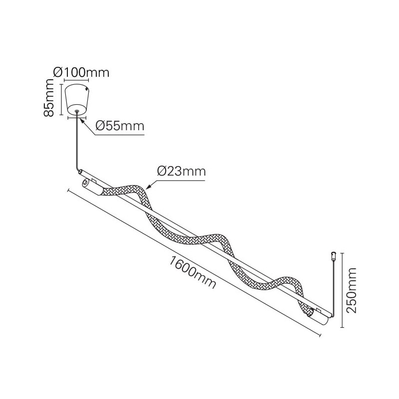 【MARETTI】オランダ・ペンダントライト 1灯「ROPE」(W1600mm)