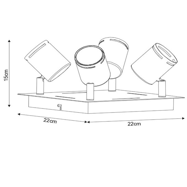 【LUCIDE】ベルギー デザイン照明 シーリングライト「RILOU」White 4灯(W220×D220×H150mm)