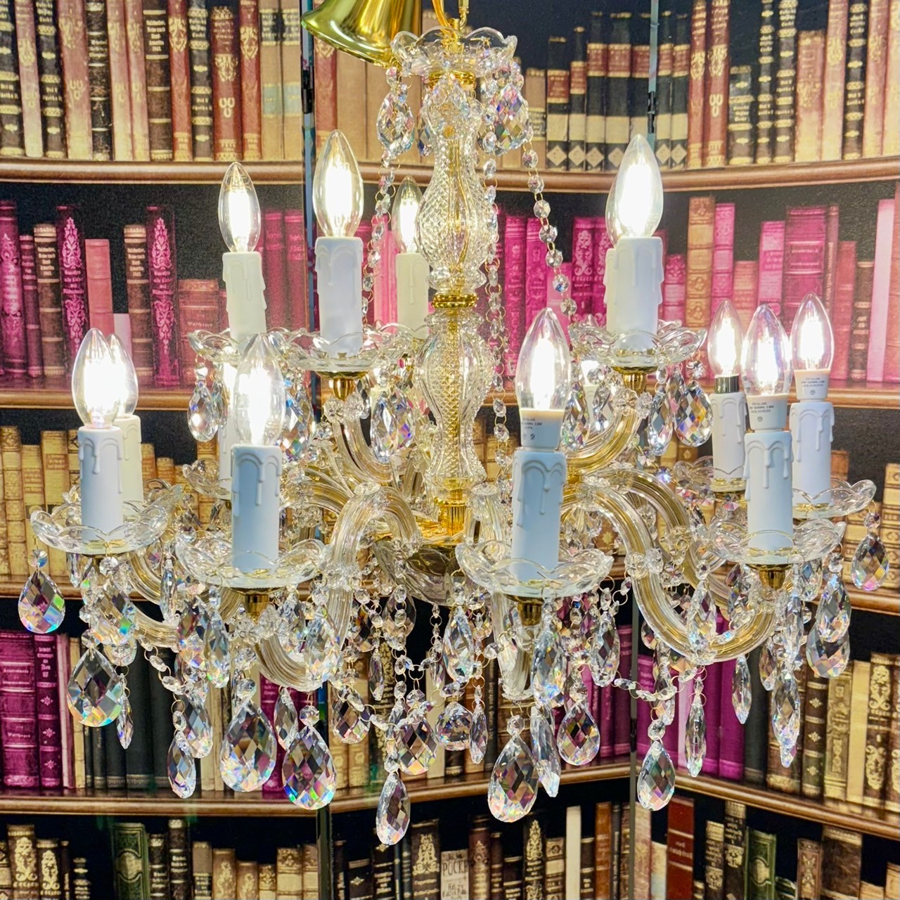 【2台在庫有！クロームのみ】【LA LUCE】マリアテレサ型 クリスタルシャンデリア 15灯  ゴールド／クローム (W700×H600mm)