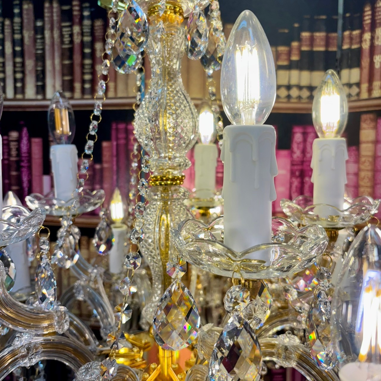 【2台在庫有！クロームのみ】【LA LUCE】マリアテレサ型 クリスタルシャンデリア 15灯  ゴールド／クローム (W700×H600mm)