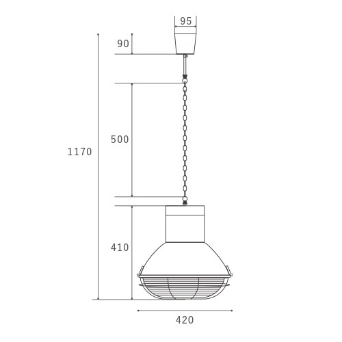 【HERMOSA】ペンダントライト「PASADENA LAMP」1灯・SX（W420×H410mm）