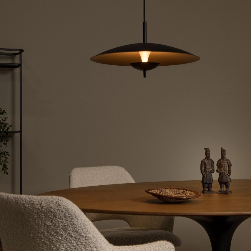 【LUCIDE】ベルギー デザイン照明 ペンダントライト「VULCAN」Black (φ470×H134mm)