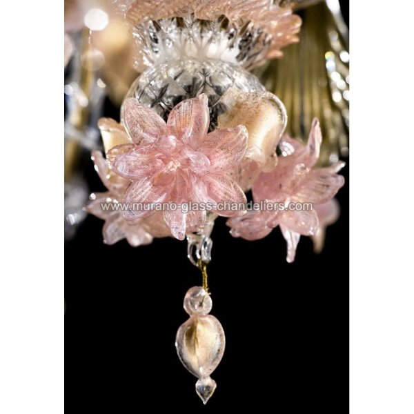 【MURANO GLASS CHANDELIERS】イタリア・ヴェネチアンガラスシャンデリア6灯「SISSI」（W950×H900mm）