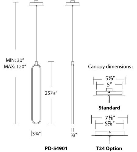 【WAC LIGHTING】ペンダントシーリングライト「Charmed」1灯（L95×W17×H637-3048mm）