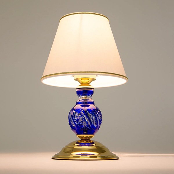 ボヘミアンガラス シェードデスクランプ ブルー（Φ185×H300mm） | EL JEWEL