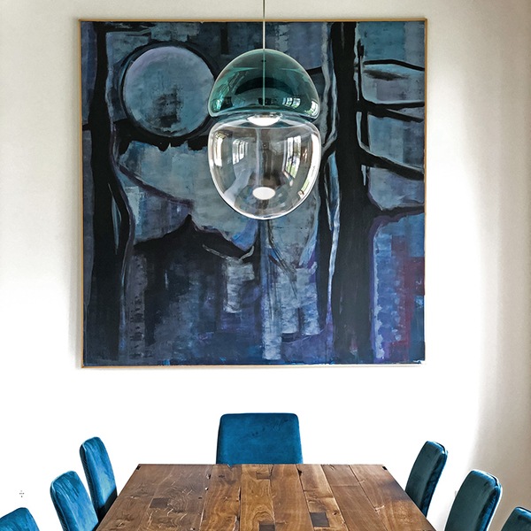 【WorkOf】アメリカ・デザイン照明 ペンダントライト「Dew Drop Pendant Lamp」1灯 マウンテンブルー／アンティークイエロー（φ280～350mm）