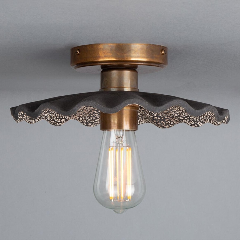 【Mullan】アイルランド「Kapok-Organic Ceramic」シーリングライト 1灯 ブラッククレイ（D270×H100mm）