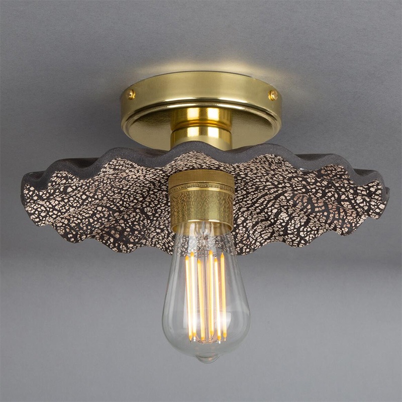 【Mullan】アイルランド「Kapok-Organic Ceramic」シーリングライト 1灯 ブラッククレイ（D270×H100mm）