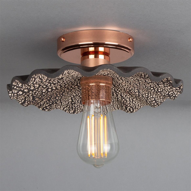 【Mullan】アイルランド「Kapok-Organic Ceramic」シーリングライト 1灯 ブラッククレイ（D270×H100mm）