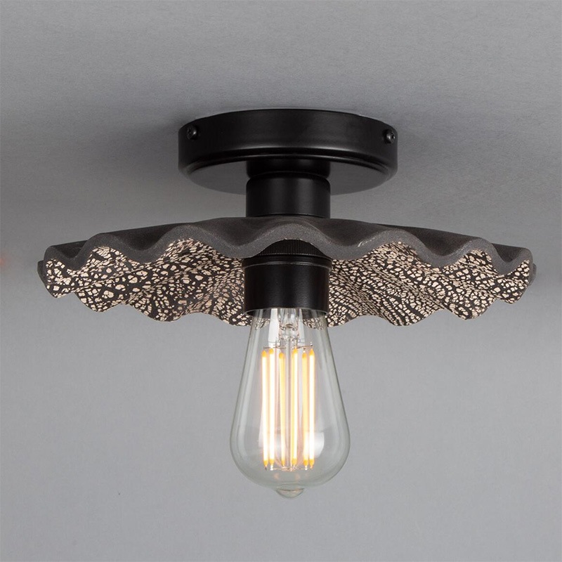 【Mullan】アイルランド「Kapok-Organic Ceramic」シーリングライト 1灯 ブラッククレイ（D270×H100mm）