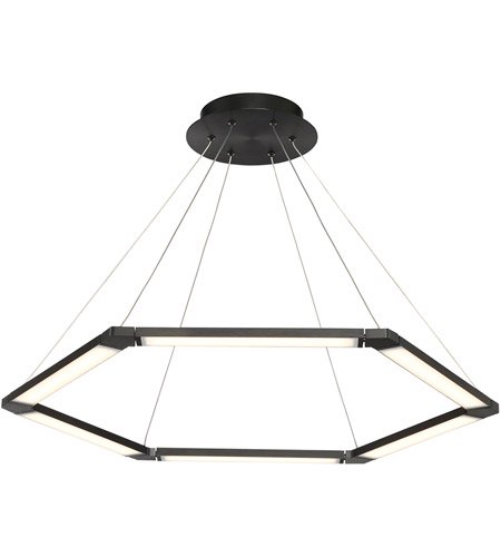 【WAC LIGHTING】ペンダントシーリングライト「Lune」6灯 ブラック（L813×W813×H15-3048mm）