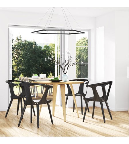 【WAC LIGHTING】ペンダントシーリングライト「Lune」6灯 ブラック（L813×W813×H15-3048mm）