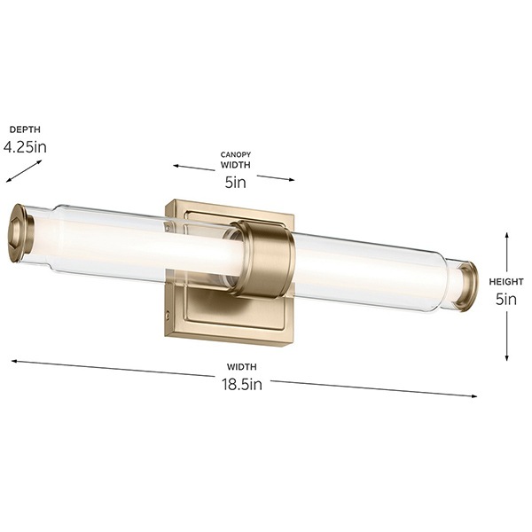 【Kichler】アメリカ ウォールライト「Laurene Vanity Light」1灯・シャンパンブロンズ(W470mm×H127mm)