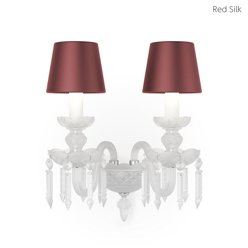 【Preciosa】「Rudolf S CONTEMPORARY COLOUR」シェードクリスタルウォールライト 2灯 クローム（W320×D210×H380mm）