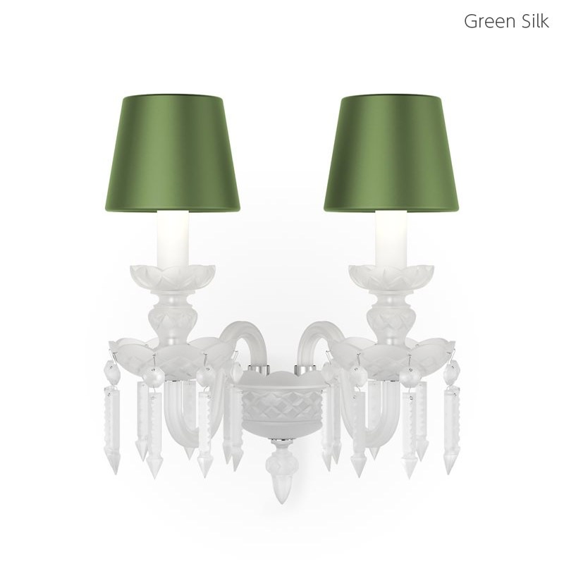 【Preciosa】「Rudolf S CONTEMPORARY COLOUR」シェードクリスタルウォールライト 2灯 クローム（W320×D210×H380mm）