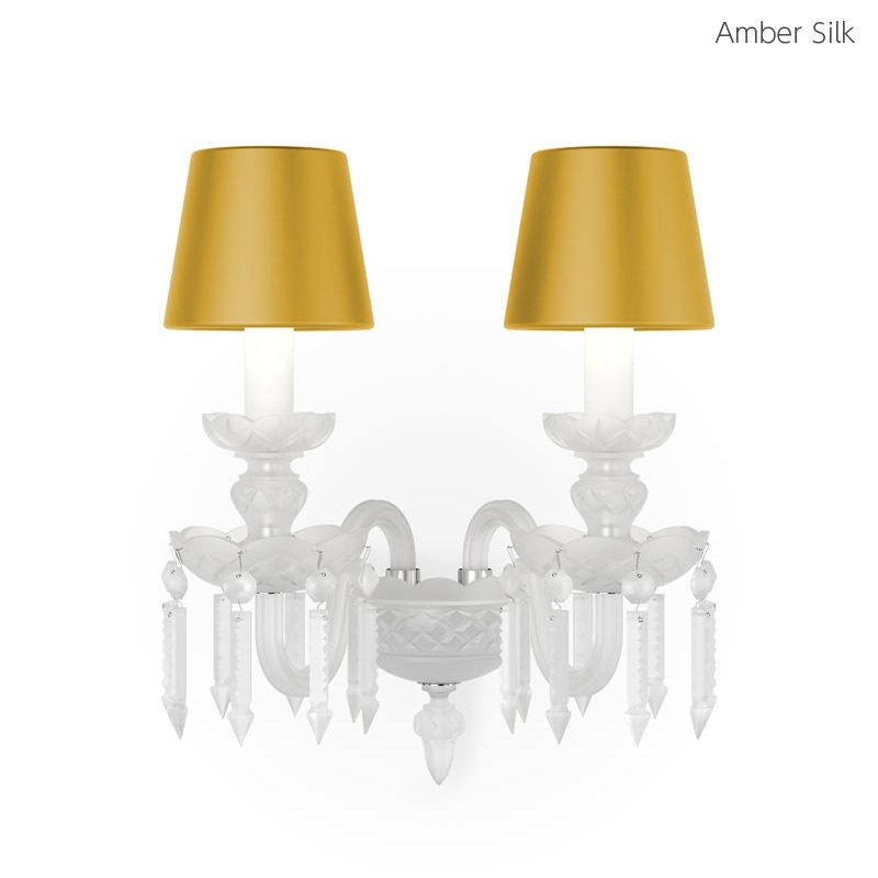 【Preciosa】「Rudolf S CONTEMPORARY COLOUR」シェードクリスタルウォールライト 2灯 クローム（W320×D210×H380mm）