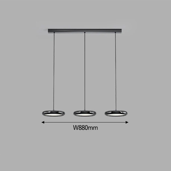 デザイン照明 モダンペンダントライト ブラック/シルバー・3灯(W880mm)