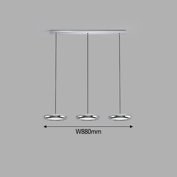 デザイン照明 モダンペンダントライト ブラック/シルバー・3灯(W880mm)