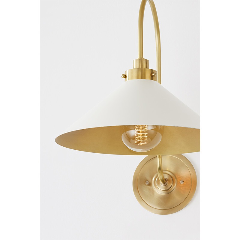 【HUDSON VALLEY】アメリカ・デザイン照明 ウォールライト「Clivedon」1灯 ホワイト×ゴールド（W304×D401×H407mm）