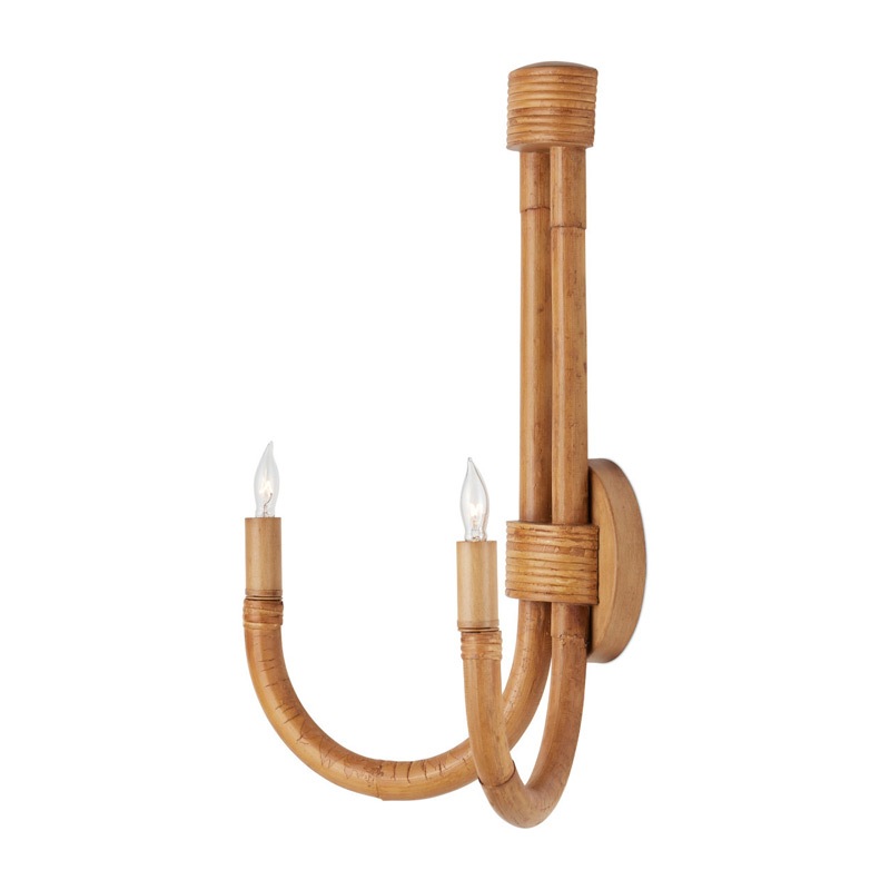 【CURREY】アメリカ・デザイン照明 ラタンウォールライト 2灯「Samsara」ナチュラル(W380×D190×H500mm)