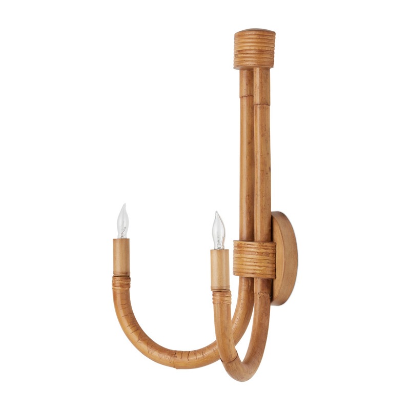 【CURREY】アメリカ・デザイン照明 ラタンウォールライト 2灯「Samsara」ナチュラル(W380×D190×H500mm)