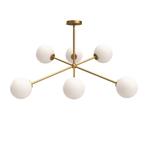 【Alora】アメリカ  デザイン照明 ペンダントライト 「Cassia」6灯 ゴールド（W1004×H417mm）