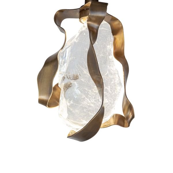 【MARETTI】オランダ・LEDペンダントライト「GLASS JEWEL」1灯  BRONZE（W110×H1700mm）