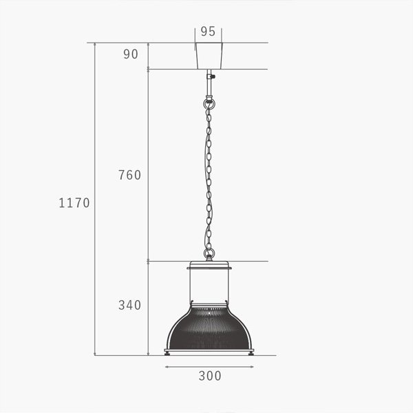 【HERMOSA】ペンダントライト「HUNT GLASS SHADE」1灯・VGY（W300×H340mm）