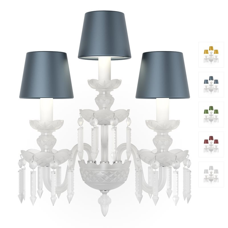 【Preciosa】「Rudolf M CONTEMPORARY COLOUR」シェードクリスタルウォールライト 3灯 クローム（W380×D200×H480mm）