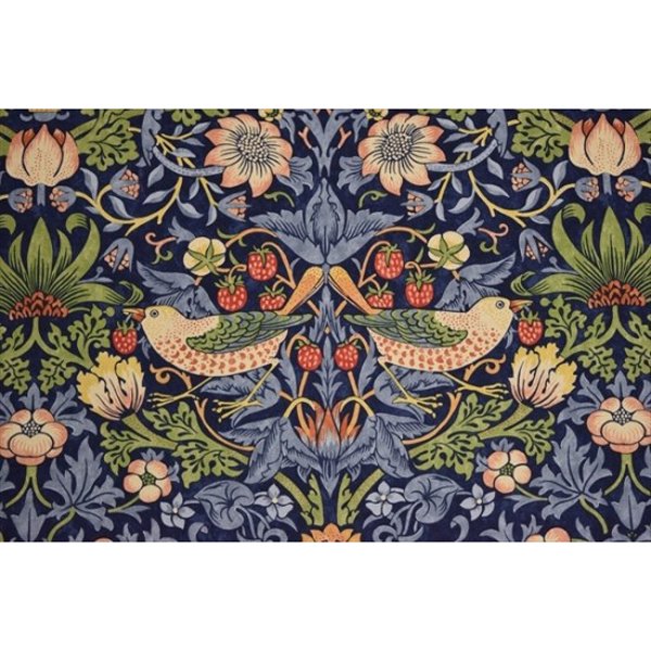 【William Morris】アンティーク調シェードテーブルライト・イチゴ泥棒あお (φ260×H540mm)