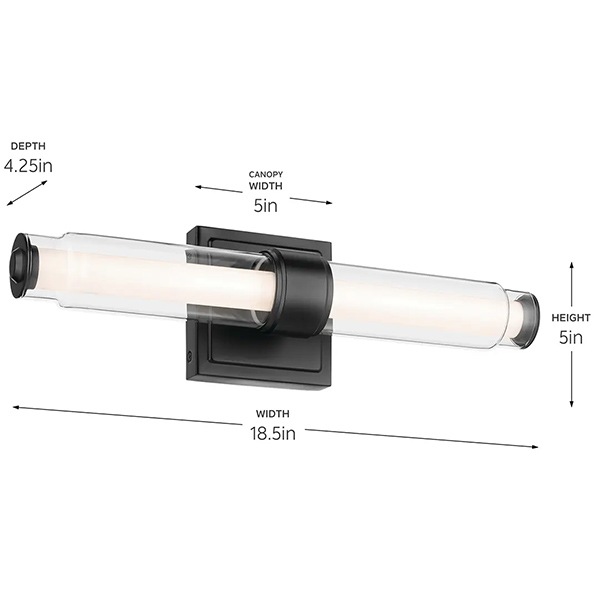 【Kichler】アメリカ ウォールライト「Laurene Vanity Light」1灯 ブラック(W470mm×H127mm)