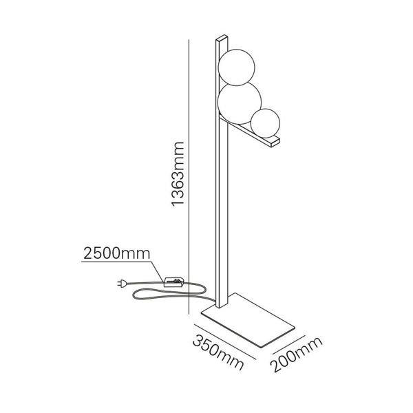 【MARETTI】オランダ・ガラスボールフロアランプ 3灯  BRONZE（φ200×D350×H1363mm）