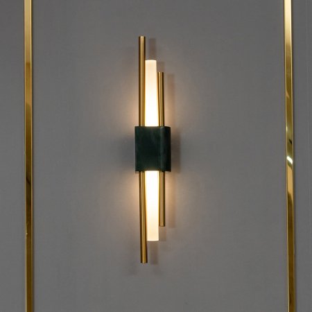 【リーズナブル】LEDウォールブラケット グリーン/ホワイト 金属/大理石 （W80mm×H500～H650mm）