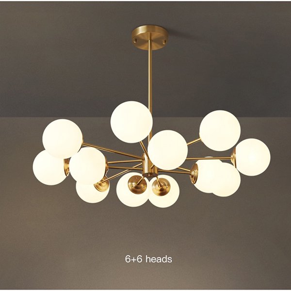 LED大型ペンダントライト ガラスボールシェードペンダントライト13灯・ゴールド（φ720×H530mm