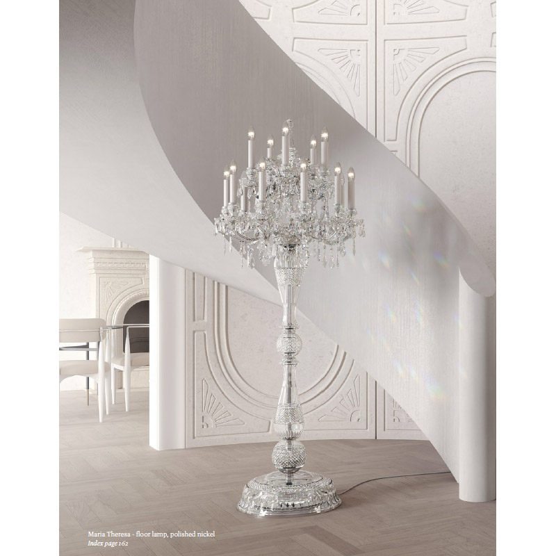 【Preciosa】「Maria Theresa」クリスタルフロアライト 15灯 クローム（W660×H1780mm）