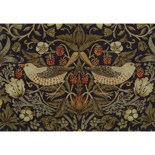 【William Morris】アンティーク調シェードテーブルライト・イチゴ泥棒紫(φ260×H540mm)