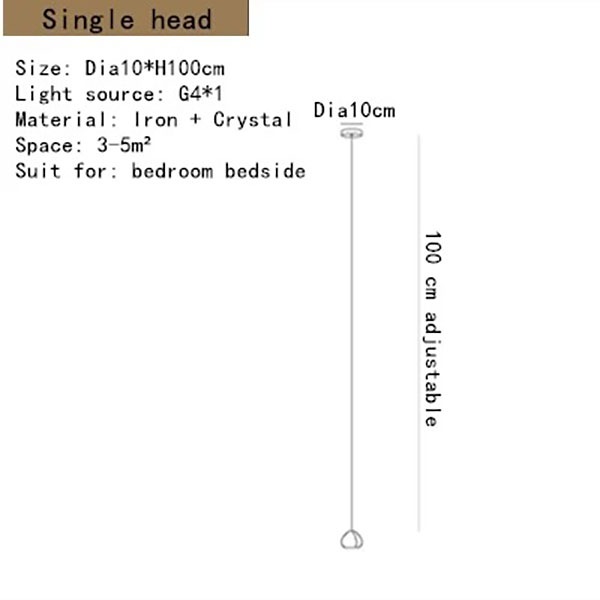 【法人様・店舗様限定】インテリア照明 クリスタルペンダントライト 1灯(H1000mm )