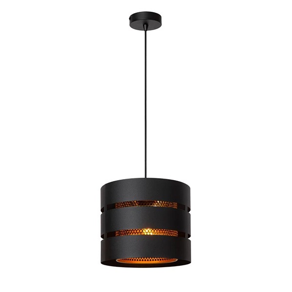 【LUCIDE】ベルギー　デザイン照明　ペンダントライト「ROSAS」Black　1灯（φ260×H200mm）