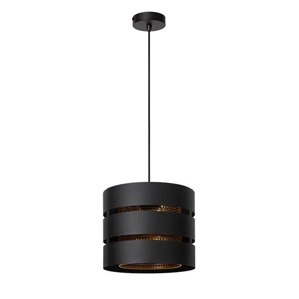 【LUCIDE】ベルギー　デザイン照明　ペンダントライト「ROSAS」Black　1灯（φ260×H200mm）