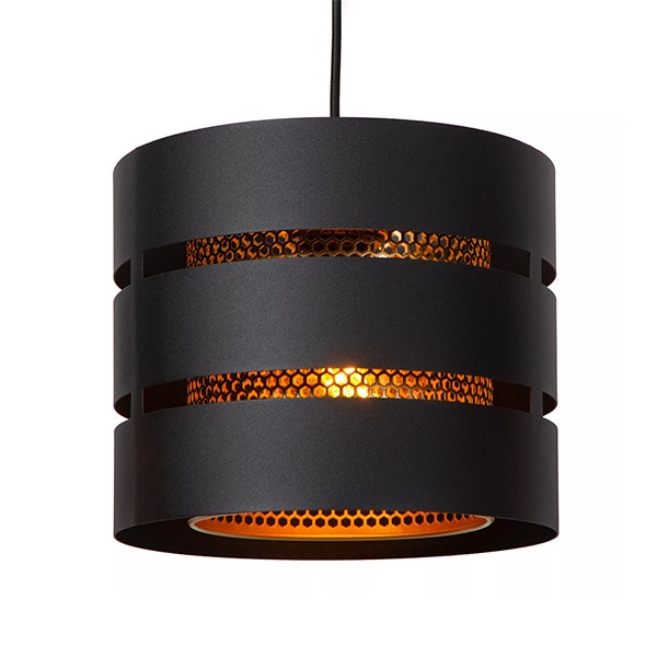 【LUCIDE】ベルギー　デザイン照明　ペンダントライト「ROSAS」Black　1灯（φ260×H200mm）