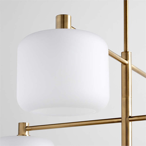 アメリカ・デザイン照明　ガラスシェードシャンデリア「Colombe」Brass・8灯（W1270×H594mm）