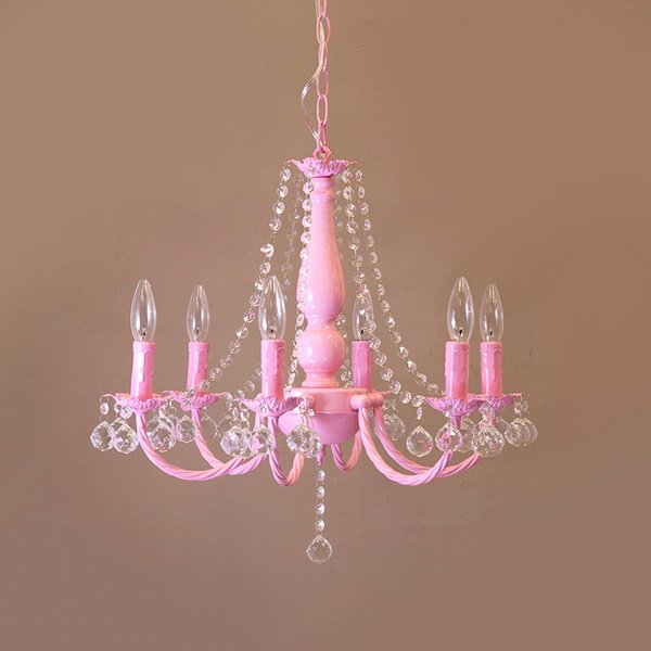 クリスタルガラスシャンデリア6灯「BESSI ベッシー」・ピンク（φ530  