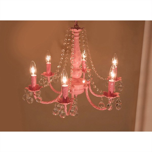 クリスタルガラスシャンデリア6灯「BESSI ベッシー」・ピンク（φ530  
